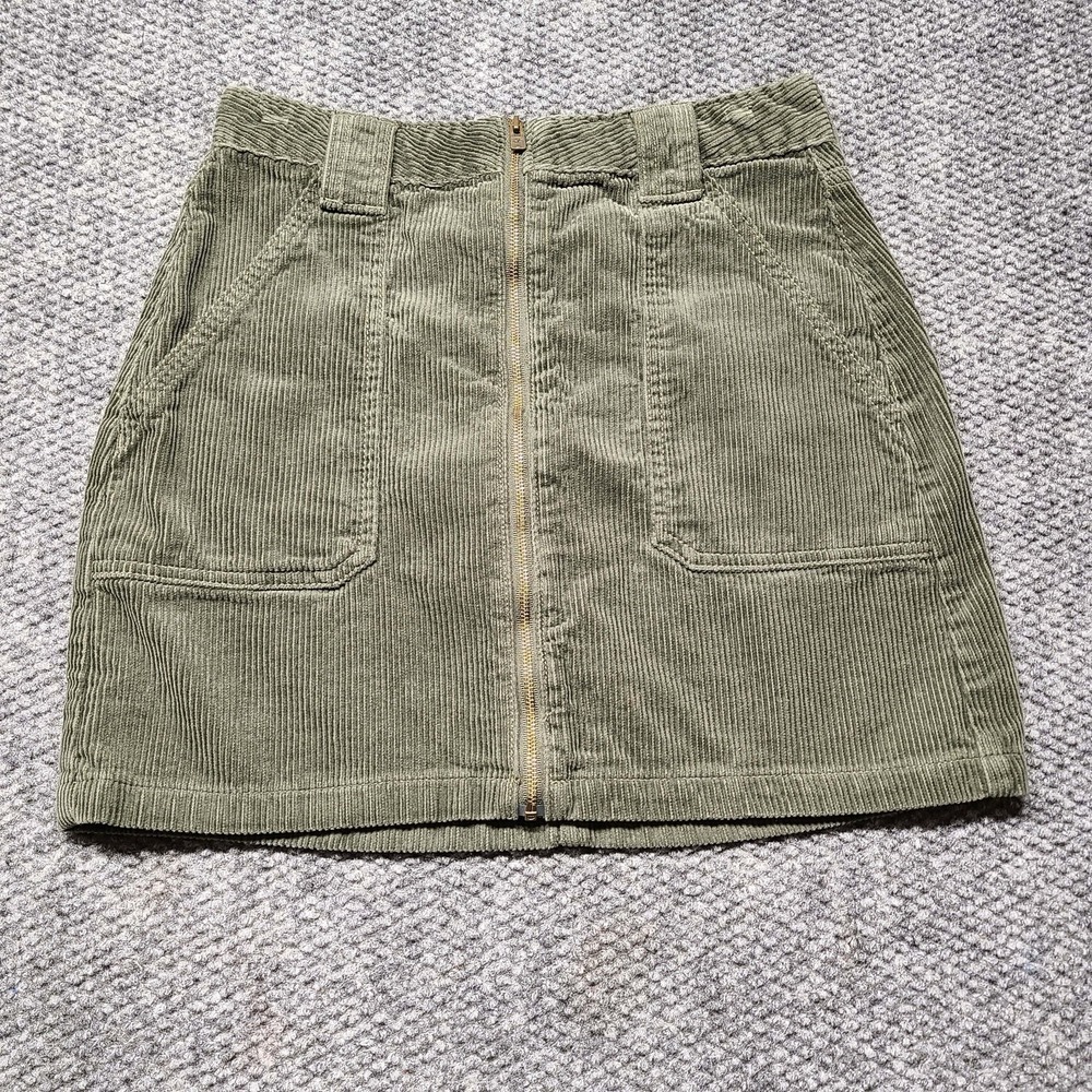 Hollister Corduroy Jean Skirt Size 3 Womens Ultra High Rise Green